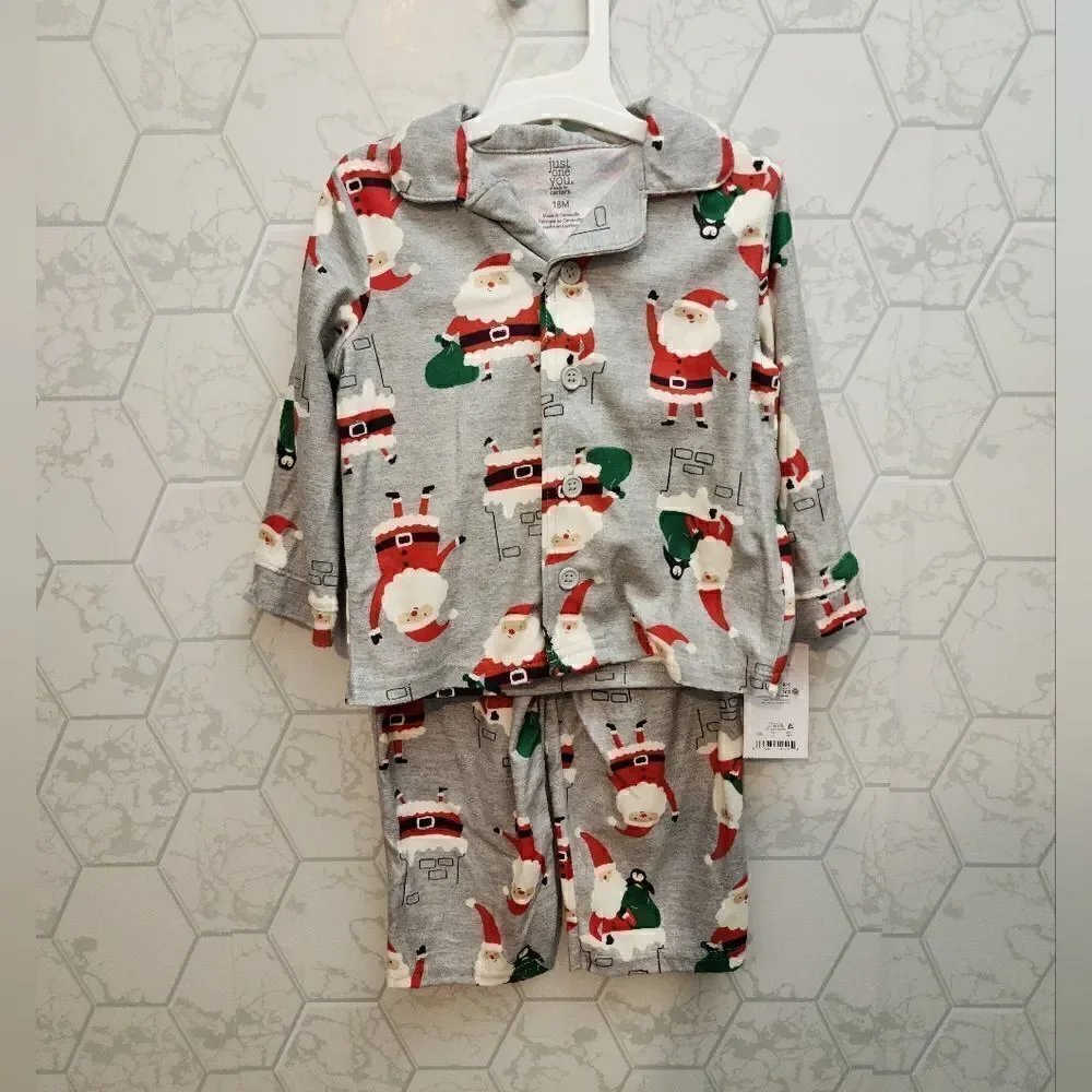 NWT Christmas Boy's Button down Pajamas Set